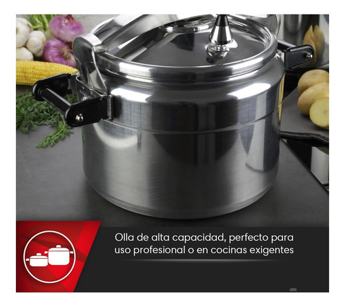 Olla Express 15l Acero Inox Y Alumunio Magefesa Opchef15l Plateado