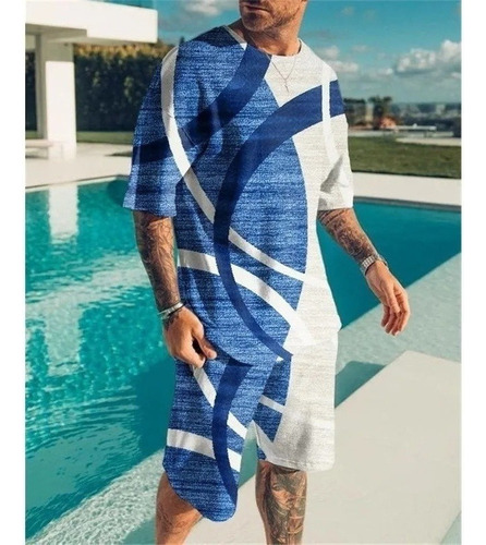 Conjunto Pantalón Playa Casual Hombre Con Estampado