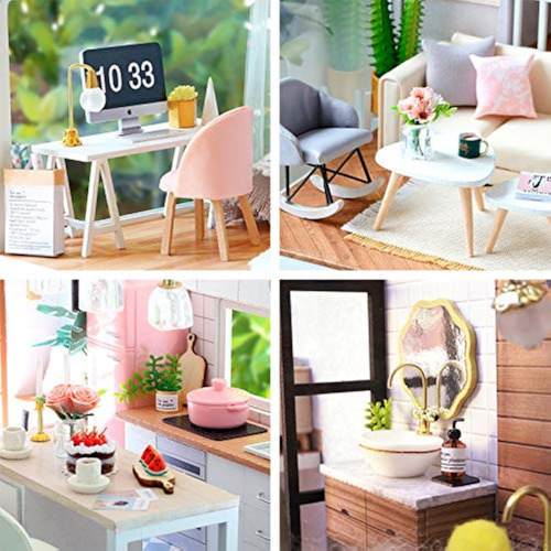 Casa De Bonecas Spilay Diy Em Miniatura Com Madeira