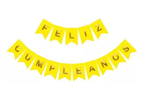 Banderín Festón Feliz Cumpleaños Amarillo