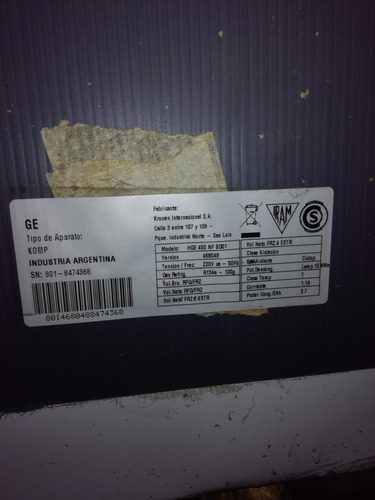 Heladera General Electric Hge450 No Frost Usada Funciona Blanco (Usado)