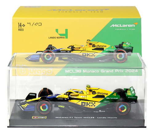 Bburago 1:43 F1 Mclaren Mcl38 Norris Mónaco Ayrton Senna Gp