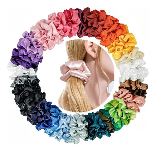 Set De 40 Scrunchies De Satén, Gomas Para El Pelo.
