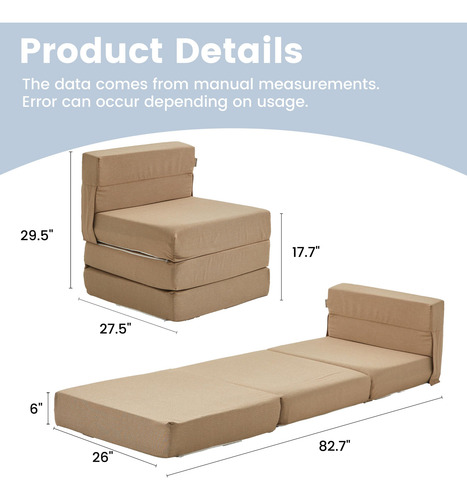 Simple&opulence Sofá Cama Plegable Silla Convertible Y