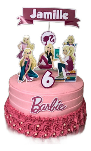Topo De Bolo Topper De Bolo Personalizado No Palito Barbie