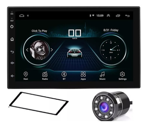 Radio Android 8.1 Pantalla 2 Din Wifi Gps Waze Uber+ Cámara