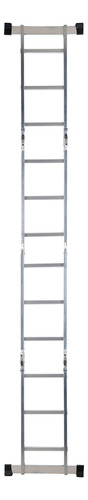 Escalera Multiposiciones 12 Peldaños 3.5m Homex Con Charolas Color Plateado