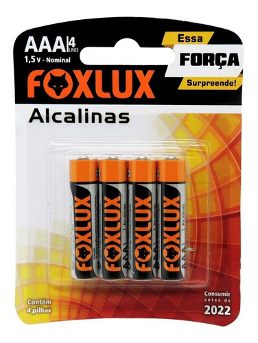 Pilha Alcalina Palito Aaa Com 4 Unid. Foxlux