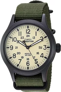 Reloj Hombre Timex Expedition 40 Mm Wr 50m Tw4b155009j Color de la correa Verde oscuro Color del bisel Negro Color del fondo Crema