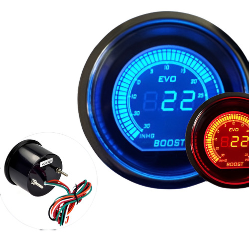 52mm Nuevo Evo Digital Medidor Boost Turbo Vacío Metro Azul/