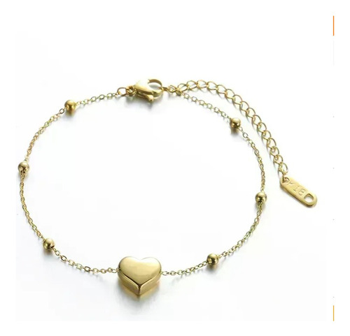 Pulsera Dorada Con Corazón 