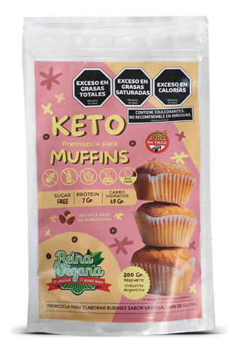 Premezcla Keto Muffins Vainilla Reina Vegana Sin Tacc 200g