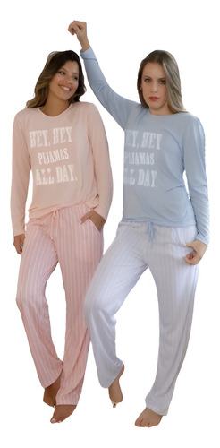 Pijama Mujer Invierno Manga Larga Estampado Teens 