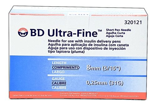 Aguja Para Insulina Bd Ultra Fine 31g X 8mm Caja X 100