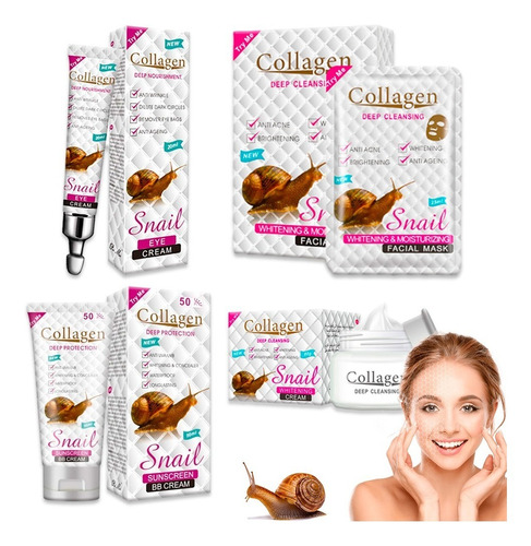 Mascarilla Facial Crema Exfoliante Colageno Caracol Pack