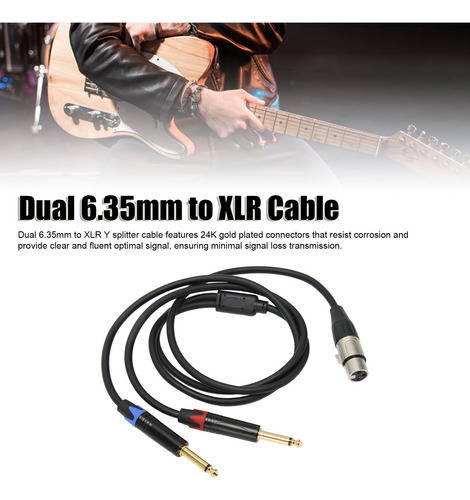 Cable Hembra Doble De 6,35 Mm A Xlr Para Micrófono, Chapado