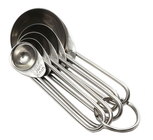 Set De 5 Cucharas Medidoras Metal Repostería Tortas Cocina
