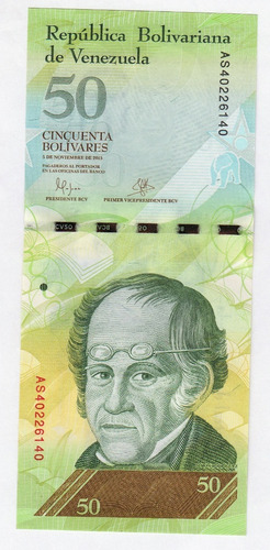 Billete Venezuela 50 Bolivares 5 Nov 2015 Unc Nuevo (c85)