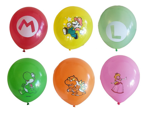 Globos Super Mario - Set De 06 Unidades