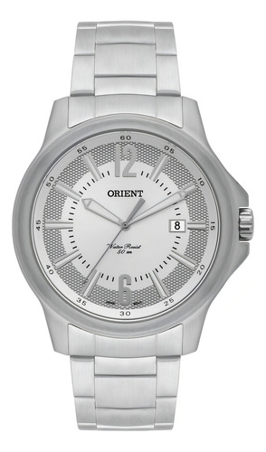Relógio Orient Masculino Analógico Aço Mbss1276 Correia Prata Bisel Prata Fundo Prata