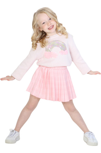 Tricô Infantil Menina Cotton Arco-íris 6 À 12 - Rosa Claro