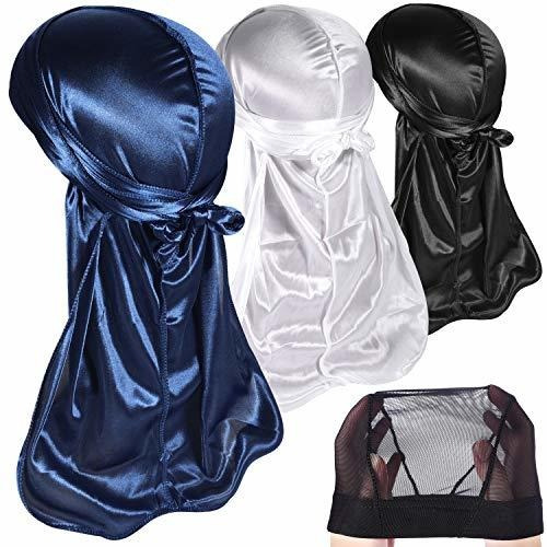 Paquete De 3 Piezas Silky Durags Para Hombres Waves, Satin D