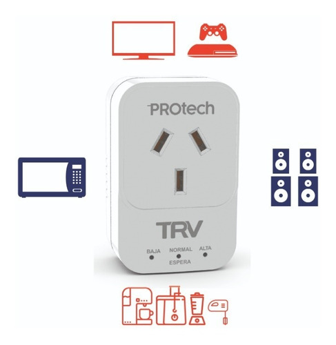 Protector De Tensión Protech E Audio Smart-tv-consolas 2200w Color Blanco