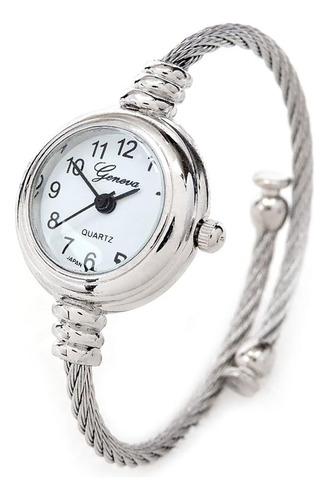 Geneva Stc Silver Cable Band Reloj De Pulsera Para Mujer De 