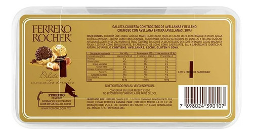 Chocolate Ferrero Rocher Cubierta Y Relleno 16 Pzas 10 Pack