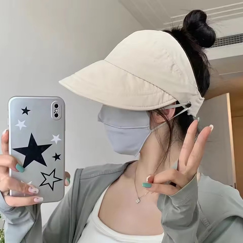 Sombrero Con Máscara De Verano Para Mujer, Gorro Para Sol, C