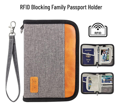 Estuche Para Pasaporte Srdmuph Gris / Naranja