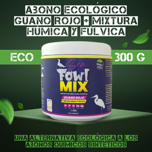 Abono Ecológico Guano Rojo + Mixtura Húmica Y Fúlvica 300 G.