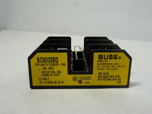Cooper Bussmann Bc6033sq Clase Cc Bloque Fusibles