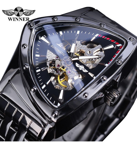 Reloj Mecánico De Oro Transparente Con Calavera Para Hombre