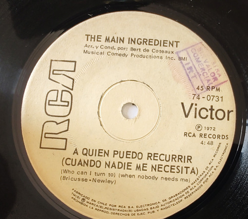 Vinilo Single De The Main Ingredient -a Quie Puedo R(v8-u165 (Usado)