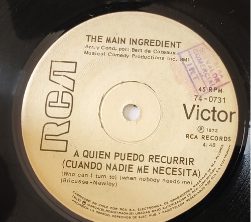 Vinilo Single De The Main Ingredient -a Quie Puedo Rec( V8