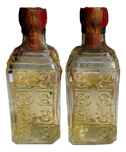 Botella Anis Licor Los 8 Hermanos Miniatura 4x9 Cm Vintage (Usado)