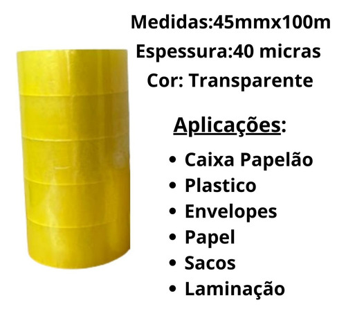 Fita Adesiva Grossa Pra Empacotar Pedidos Embalagens 100mts