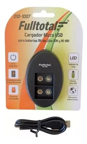 Cargador Micro Usb Para Baterías 9v Litio Y Ni-mh 010-1007