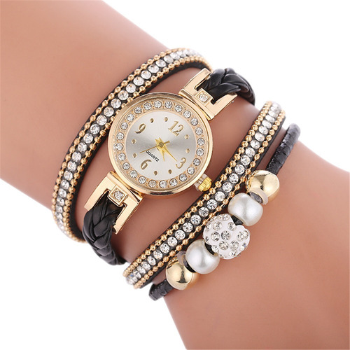 Reloj Strass Piedras Brillos Trenzado Perlas Goma Eva