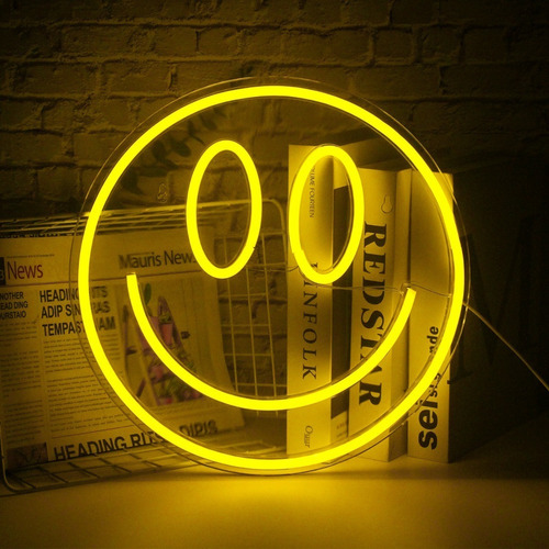 Wanxing Letrero Luminoso Neón Led Cara Sonriente