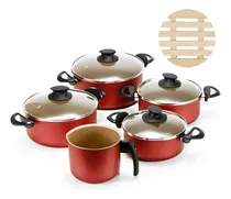 Comprar Jogo De Panelas Antiaderentes 05 Pçs +05 Descansos De Panela