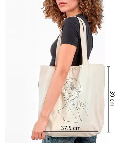Tote Bag Bolsa Bts Jungkook Line Art Kpop Army Jeon Jung Koo