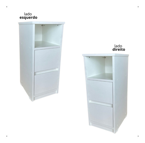 Mesa De Cabeceira Estreito 2 Gavetas E nicho Para Quarto Pequeno Lateral Cama Apoio 30x60x30cm