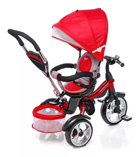 Triciclo Infantil Bebe Asiento Gira 360 Manija Canasto Bolso