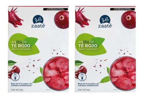 Té Rojo Zaate 2 Cajas 800 Gramos Cereza, Jamaica Y Arándanos