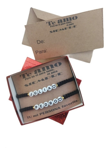 Pulsera Pareja Con Nombre Personalizada Con Caja Novios Amor