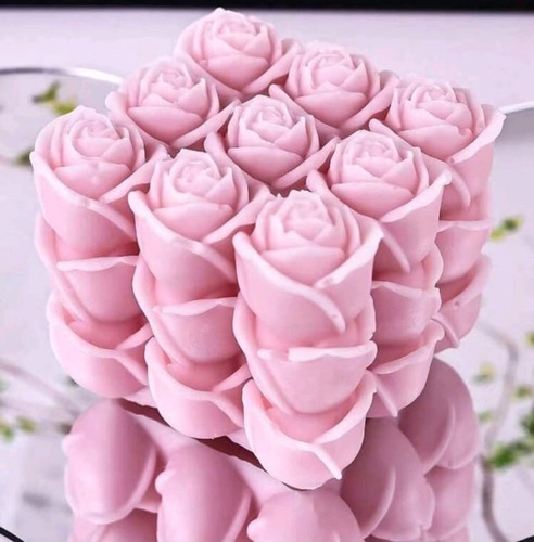 Molde Silicón Con Forma De Cubo Con Flores. Vela, Jabón