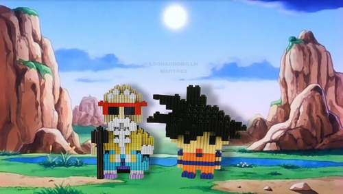 Set De Construcción 3dgoku Y Maestro Roshi Bloques Armables