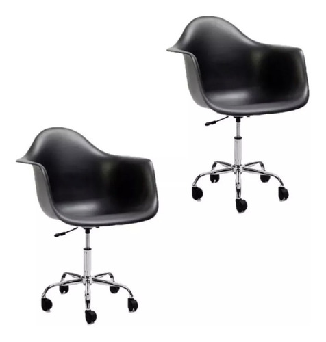 Imagen 2 de 6 de Sillon Eames Giratorio Pc Oficina Ruedas Combo X 2 - Premium